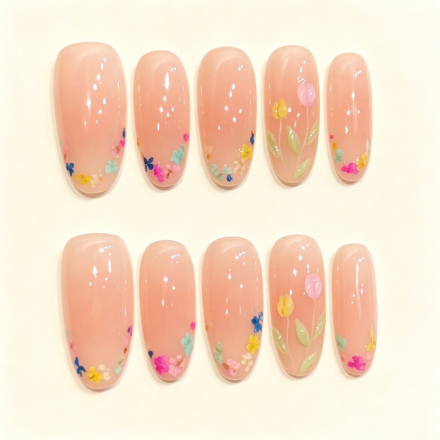 Floral Dusk | Medium Oval Press‑on Nails