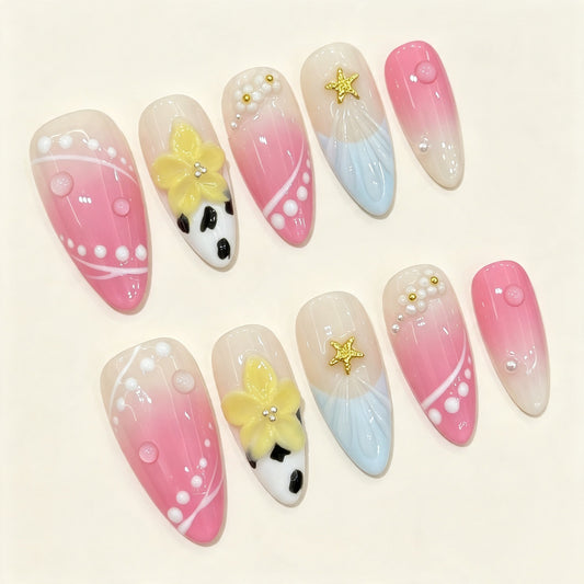 Blush Oceano | Medium Almond Press‑on Nails