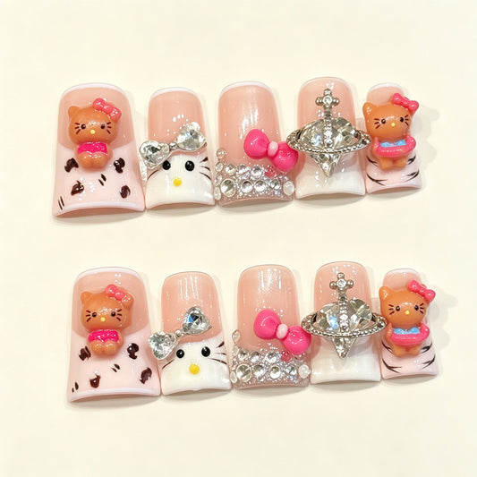 Y2k Kitty | Short Duck Press‑on Nails