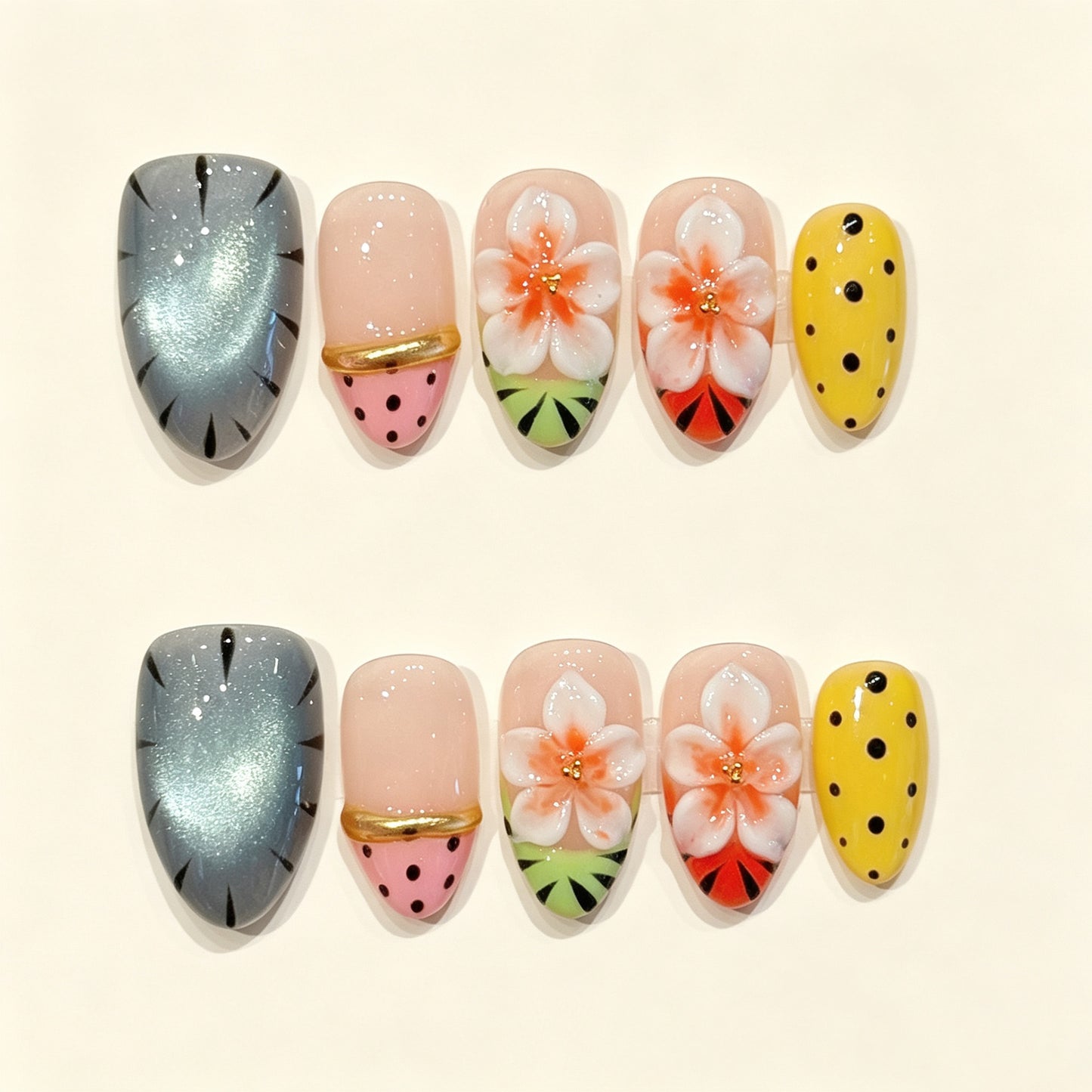 Tropic Dash | Short Almond Press‑on Nails