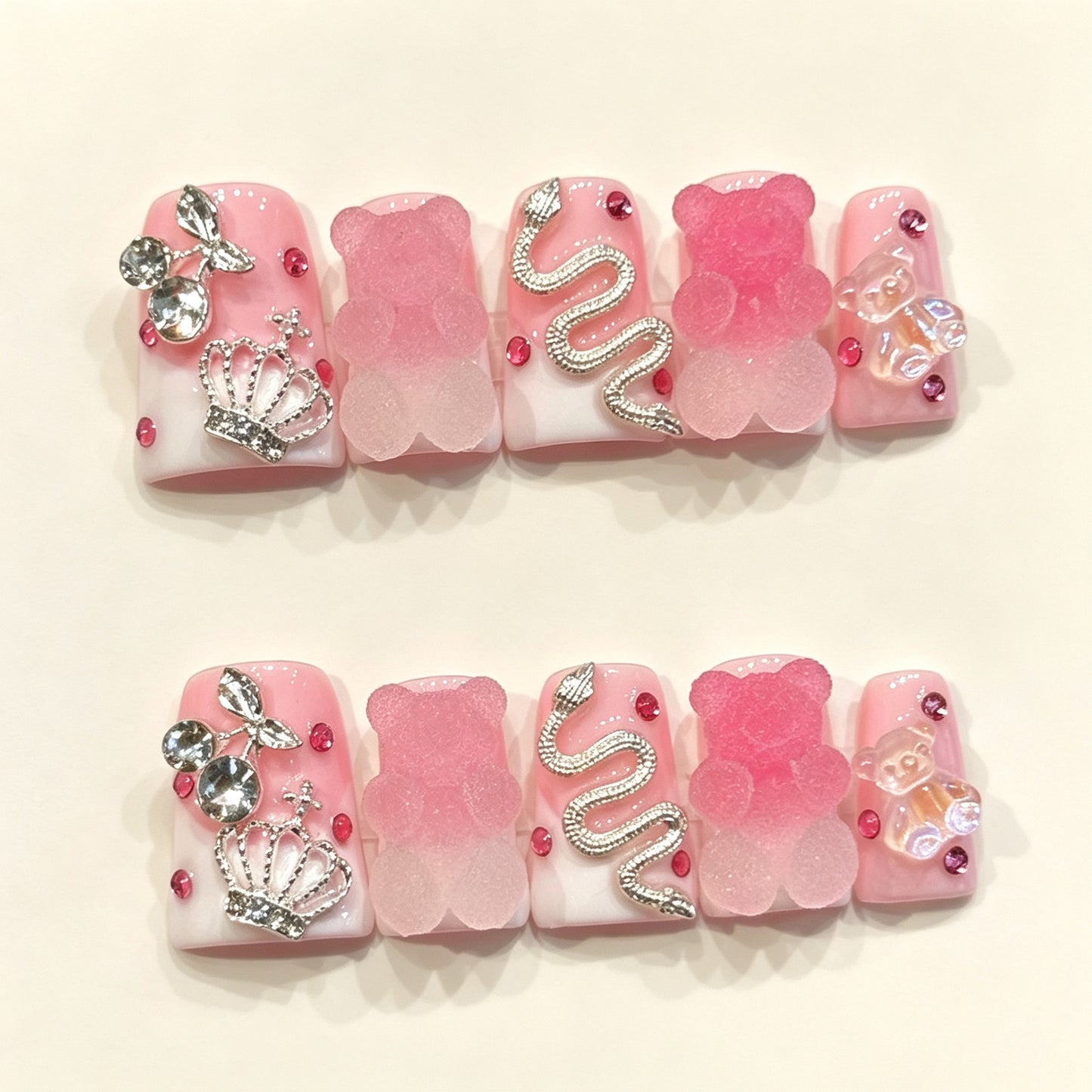 Pink Gummy Charm | Short Duck Press‑on Nails