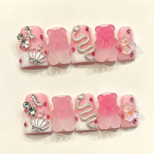 Pink Gummy Charm | Short Duck Press‑on Nails