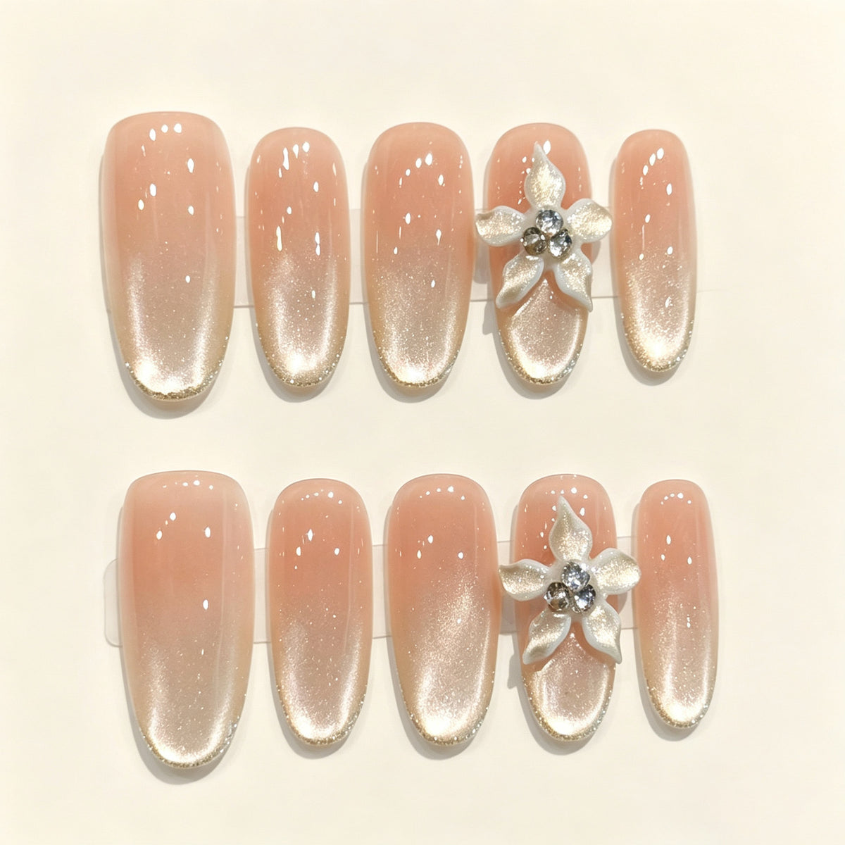 Glow Bloom | Medium Oval Press‑on Nails
