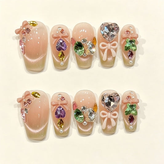 Candy Prism | Short Coffin Press‑on Nails