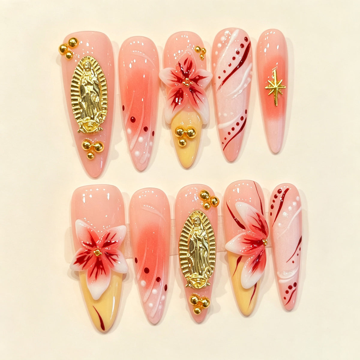 Blush Aurelia | Long Stiletto Press‑on Nails