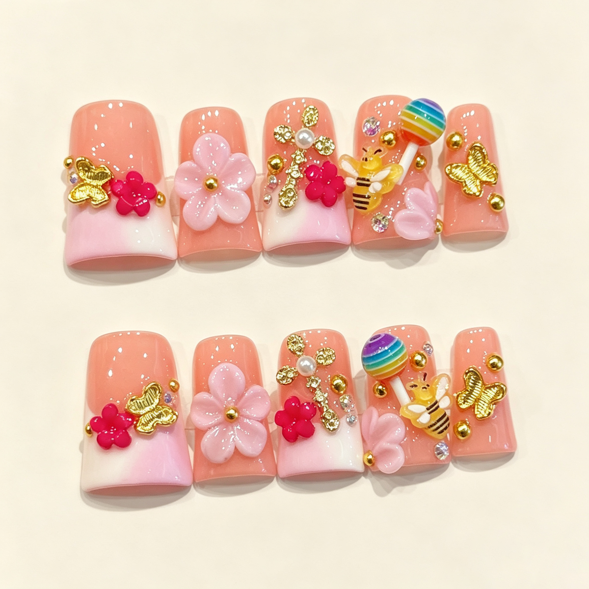 Honey Glow | Short Duck Press‑on Nails