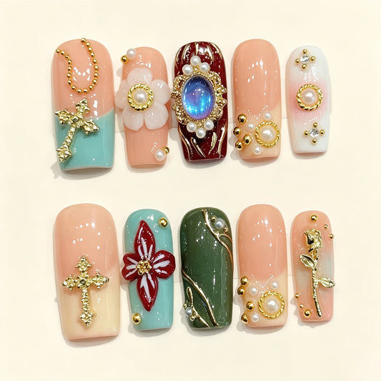 Elara Lux | Long Square Press‑on Nails