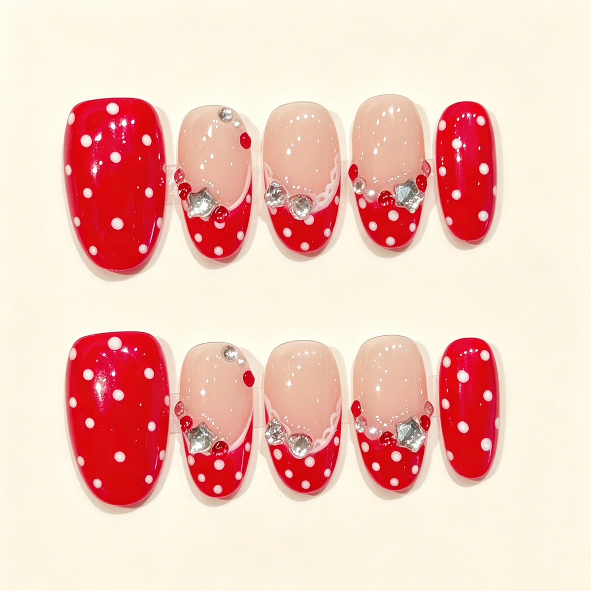 Cherry Pop | Short Oval Press‑on Nails