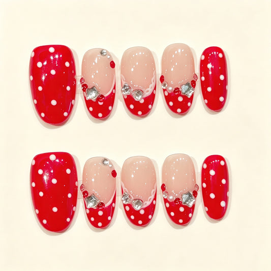 Cherry Pop | Short Oval Press‑on Nails