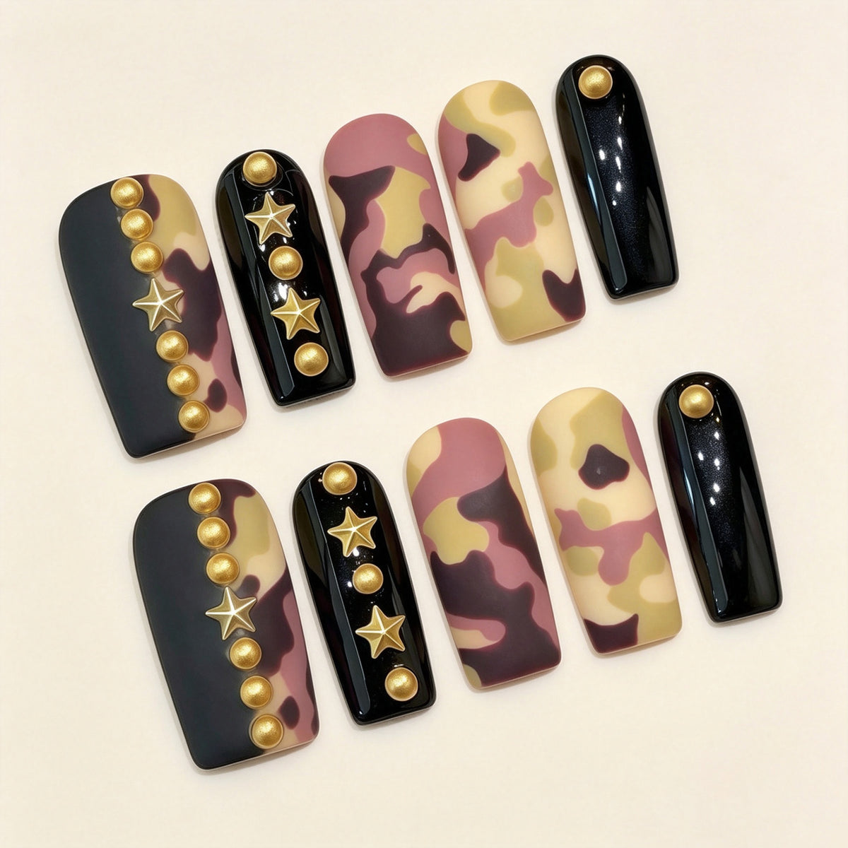 Camaro Star | Long Square Press‑on Nails