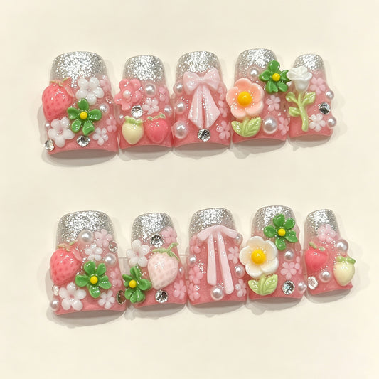 Pink Frost | Short Duck Press‑on Nails