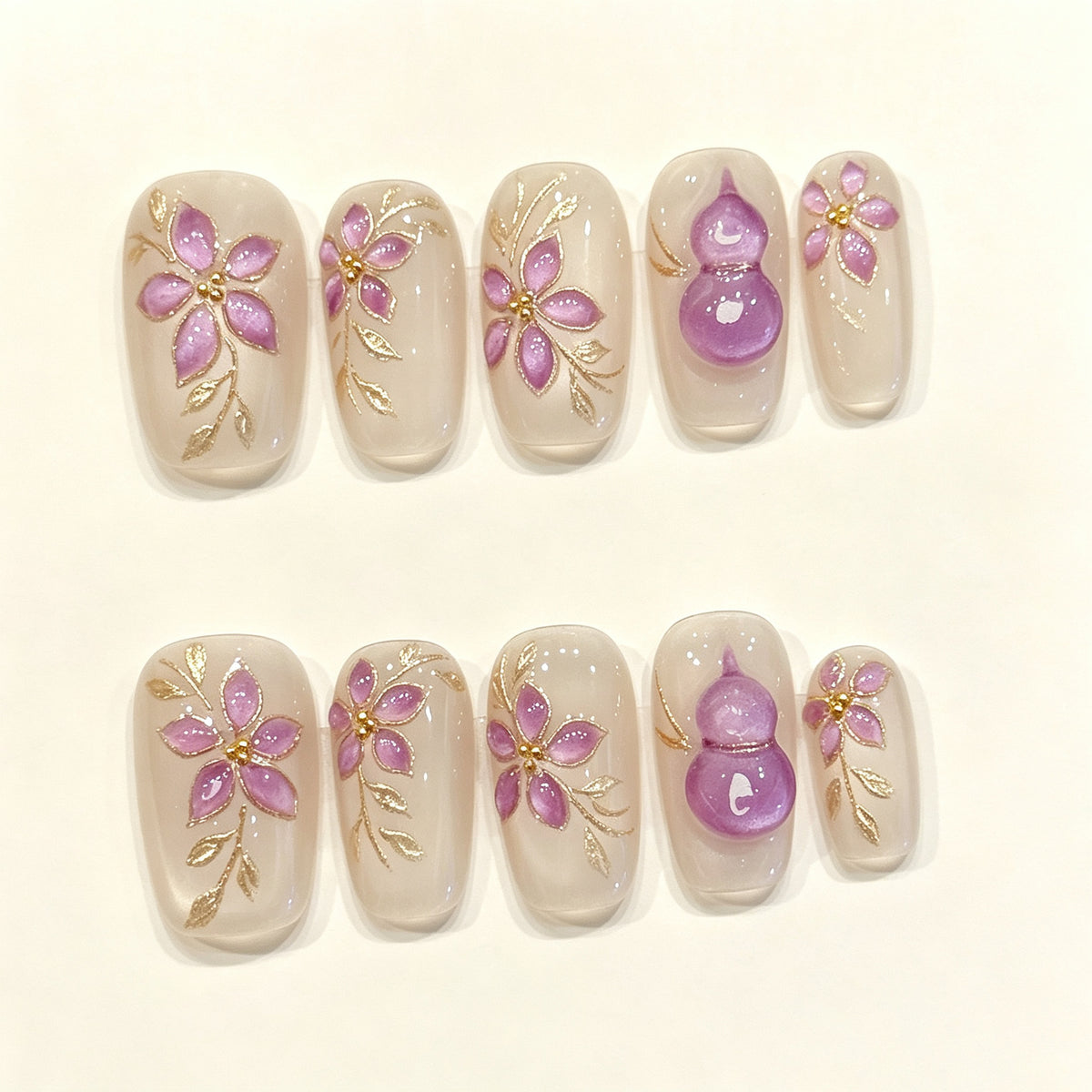 Amethyst Gourd | Medium Square Press‑on Nails