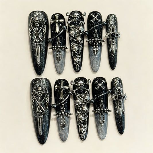 Vanta Reign | Long Stiletto Press‑on Nails