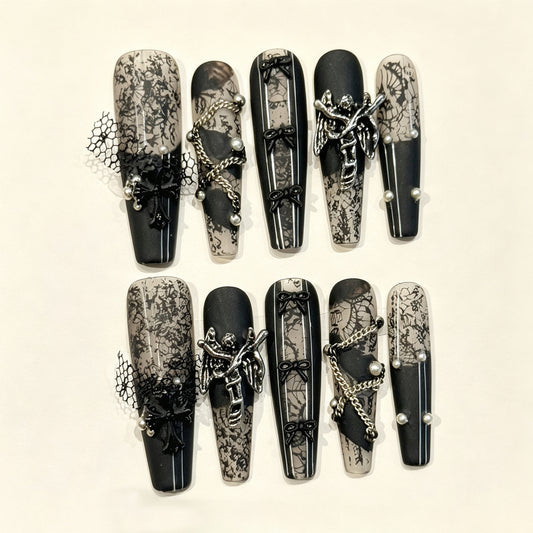 Dark Angel | Extra Long Coffin Press‑on Nails