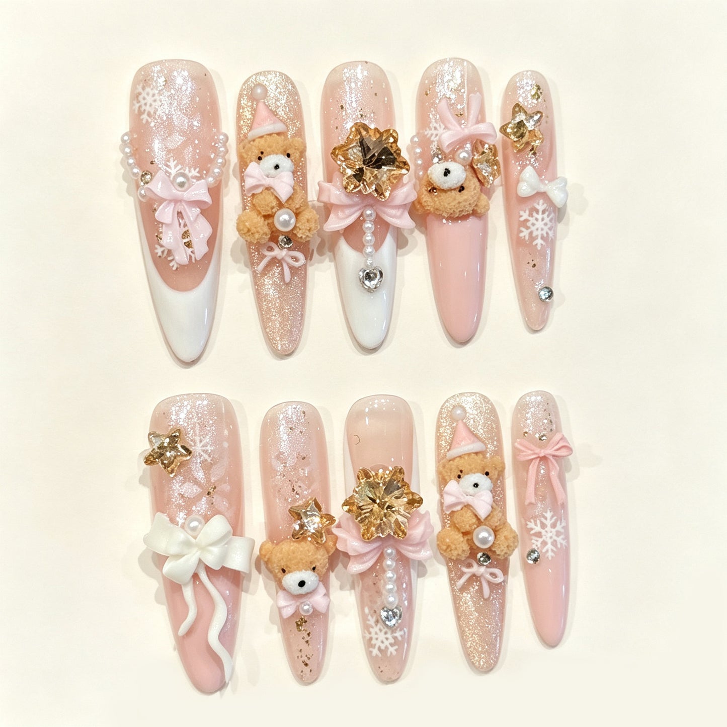 Teddy Blush | Long Stiletto Press‑on Nails