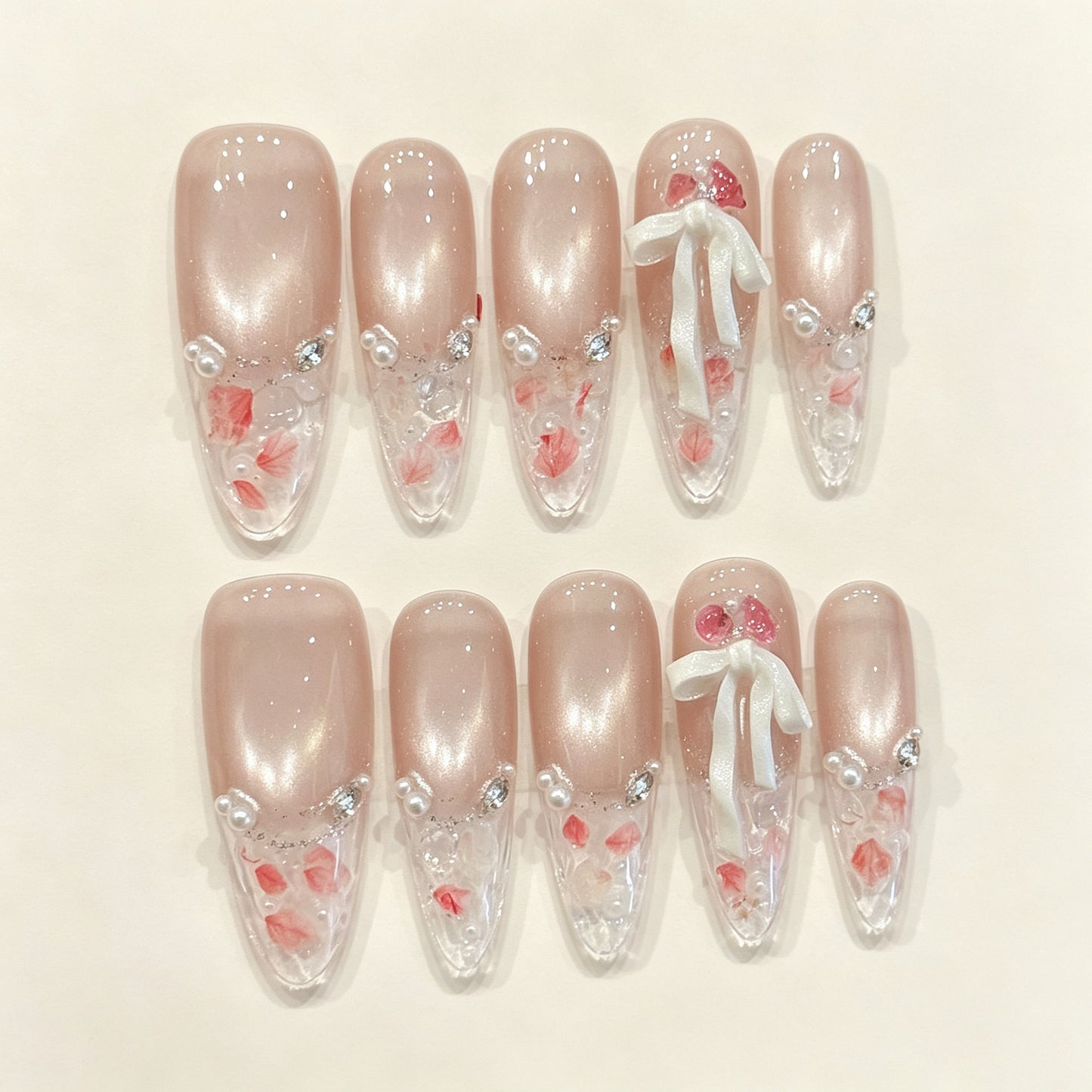 Mia Petal | Long Oval Press‑on Nails