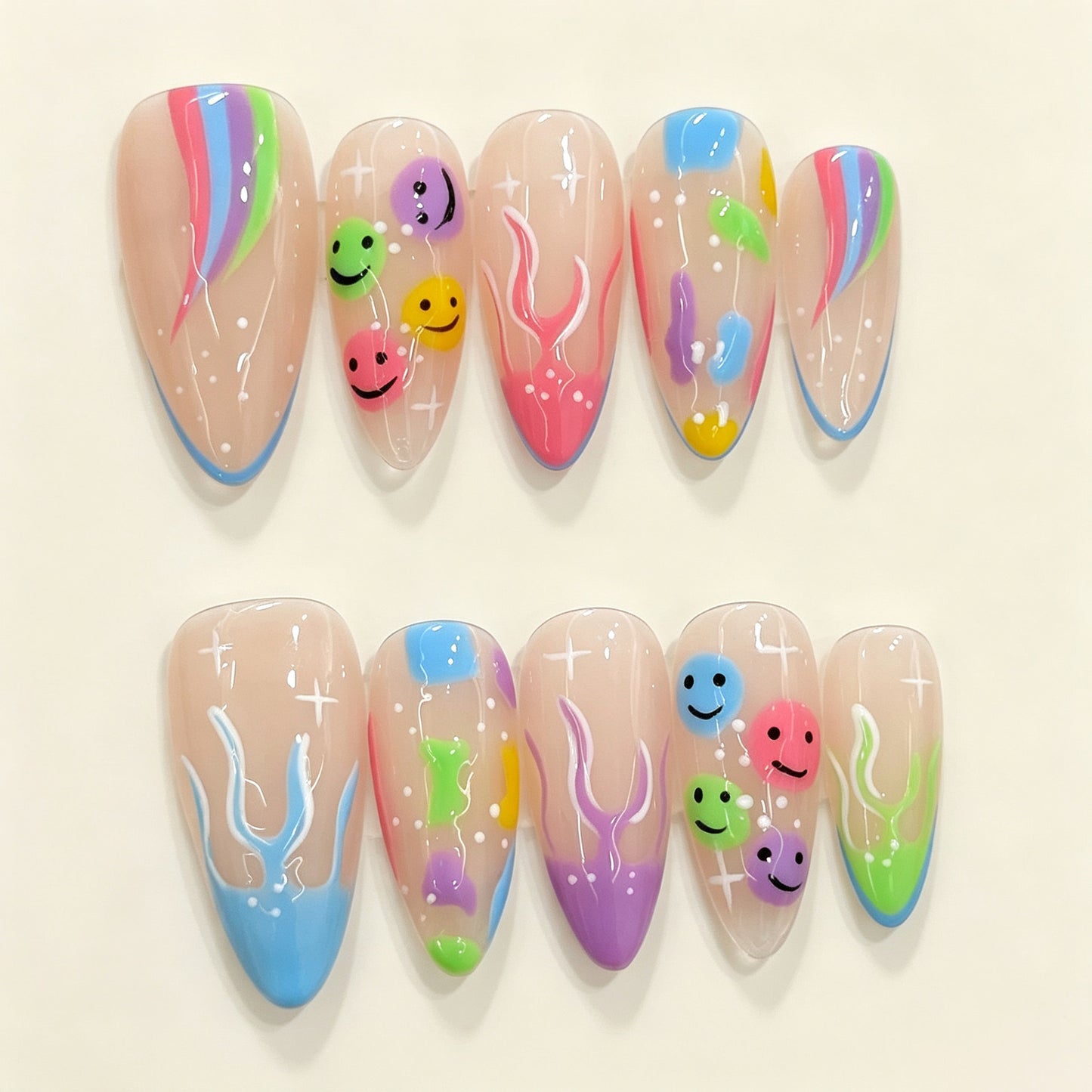 Candy Grin | Medium Almond Press‑on Nails