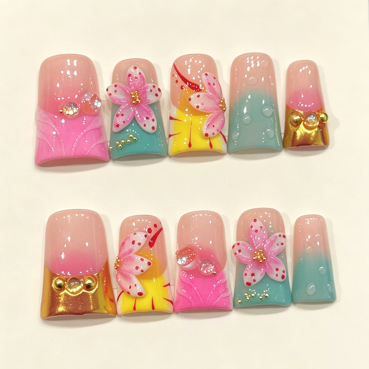 Macaron Glow | Short Duck Press‑on Nails