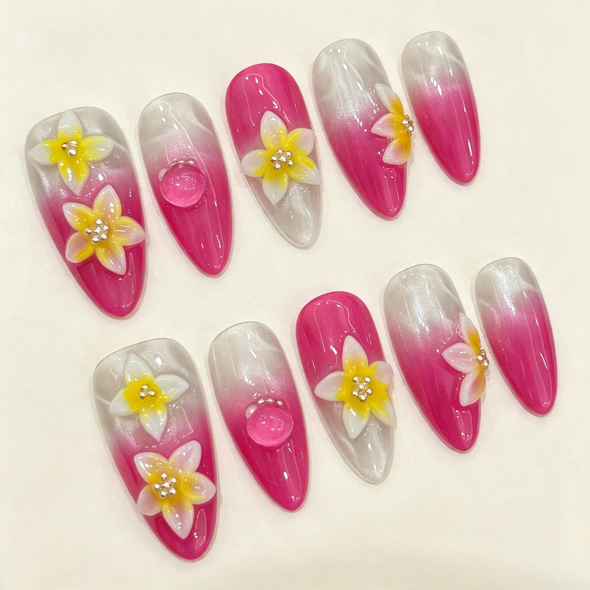 Magenta Solis | Medium Almond Press‑on Nails