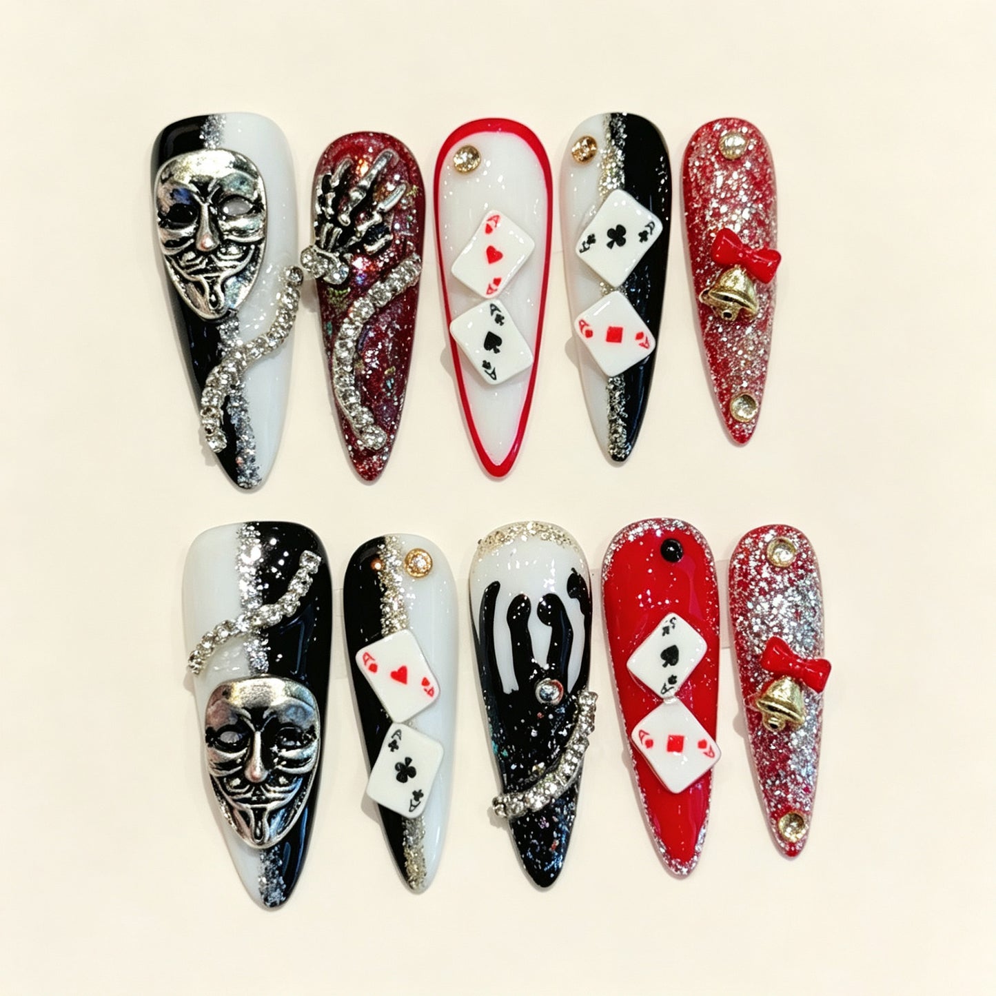 Mask Rove | Long Stiletto Press‑on Nails