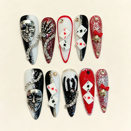 Mask Rove | Long Stiletto Press‑on Nails