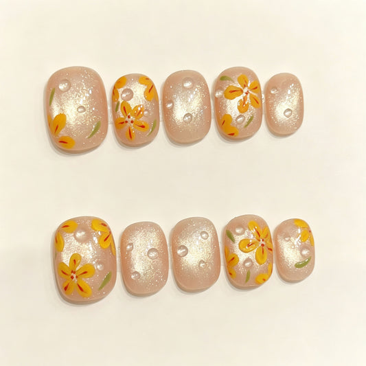 Marigold Glow | Short Square Press‑on Nails