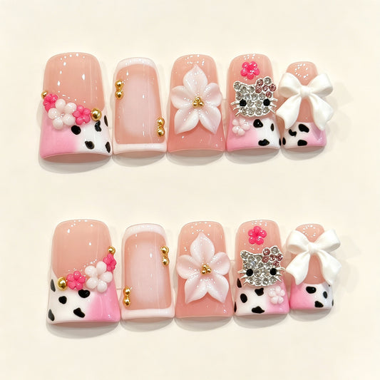 Blush Kitty | Short Duck Press‑on Nails