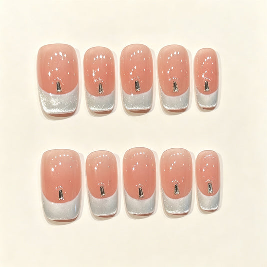 Moon Frost | Short Square Press‑on Nails
