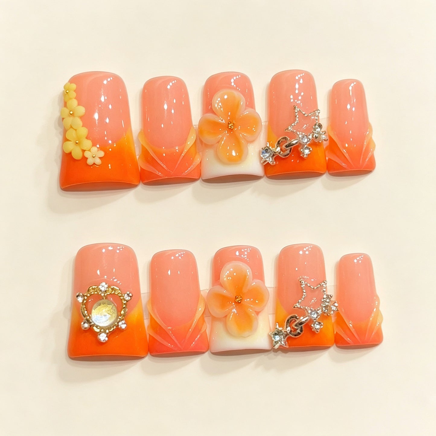 Tangerine Daydream | Short Duck Press‑on Nails