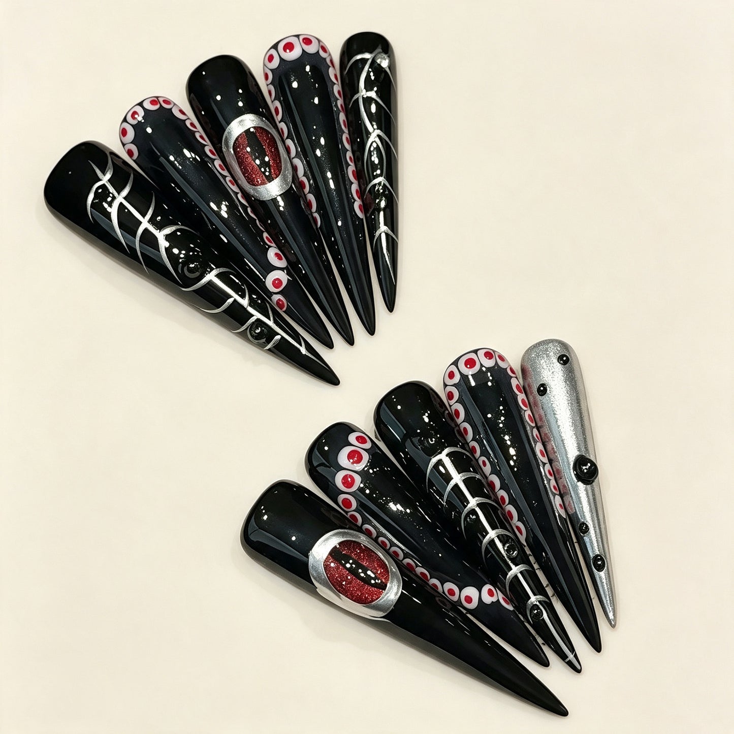 Onyx Gaze | Extra Long Stiletto Press‑on Nails
