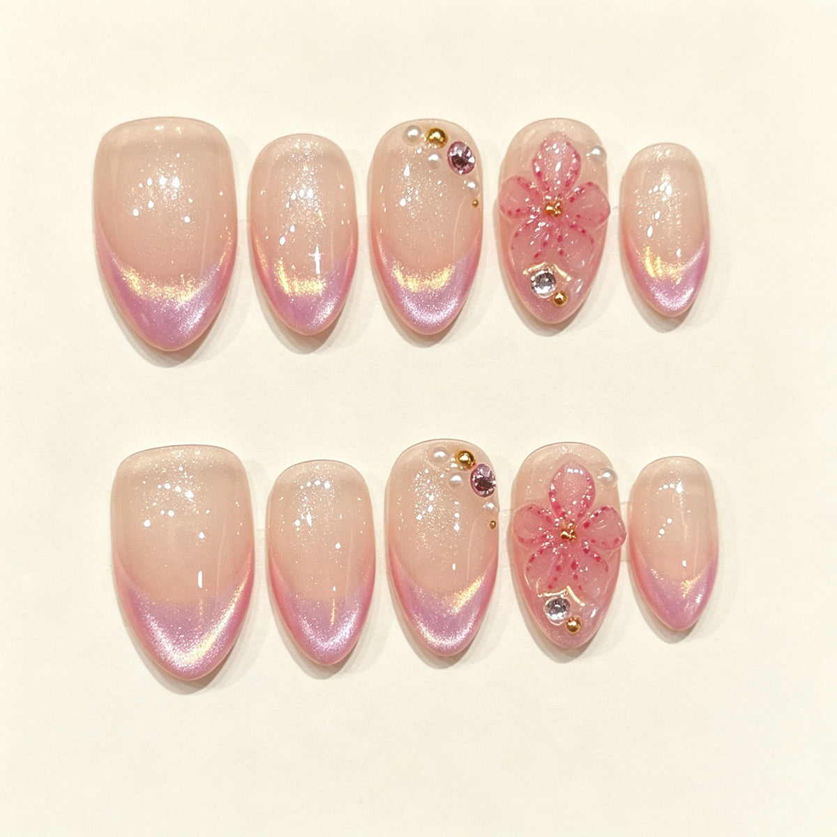 Rosy Halo | Short Almond Press‑on Nails