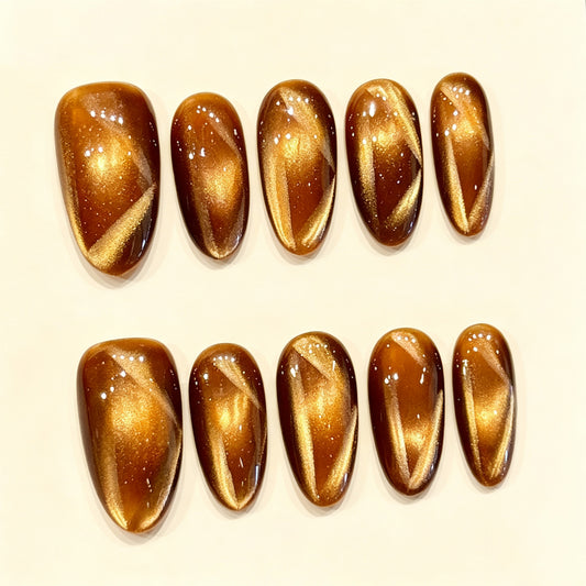 Amber Lux | Medium Oval Press‑on Nails