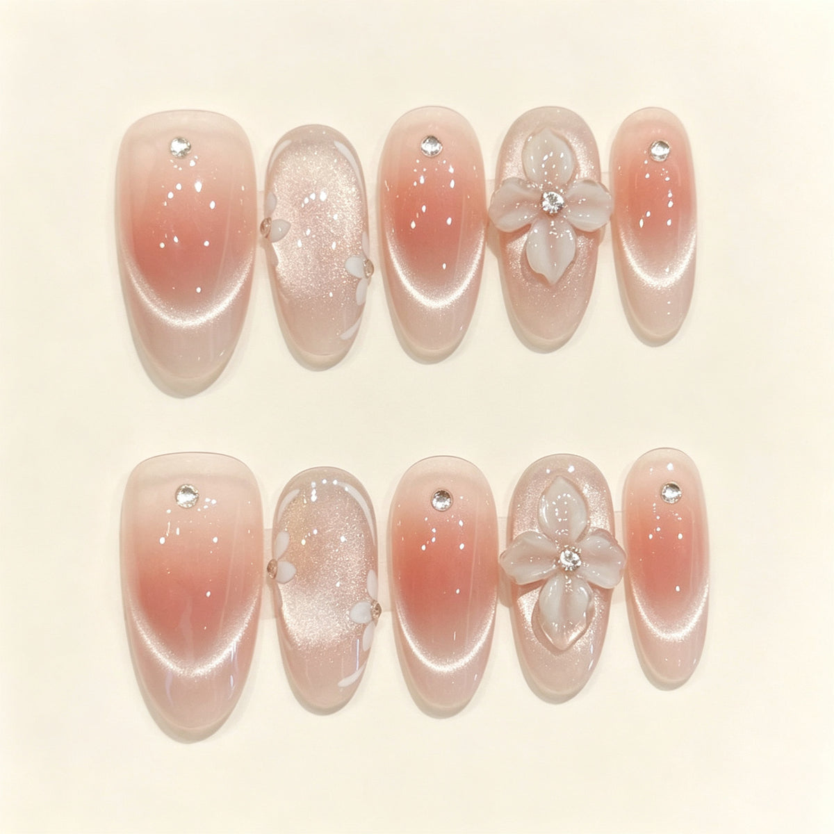 Petal Hush | Medium Oval Press‑on Nails