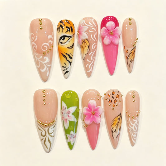 Blush Wild | Long Stiletto Press‑on Nails
