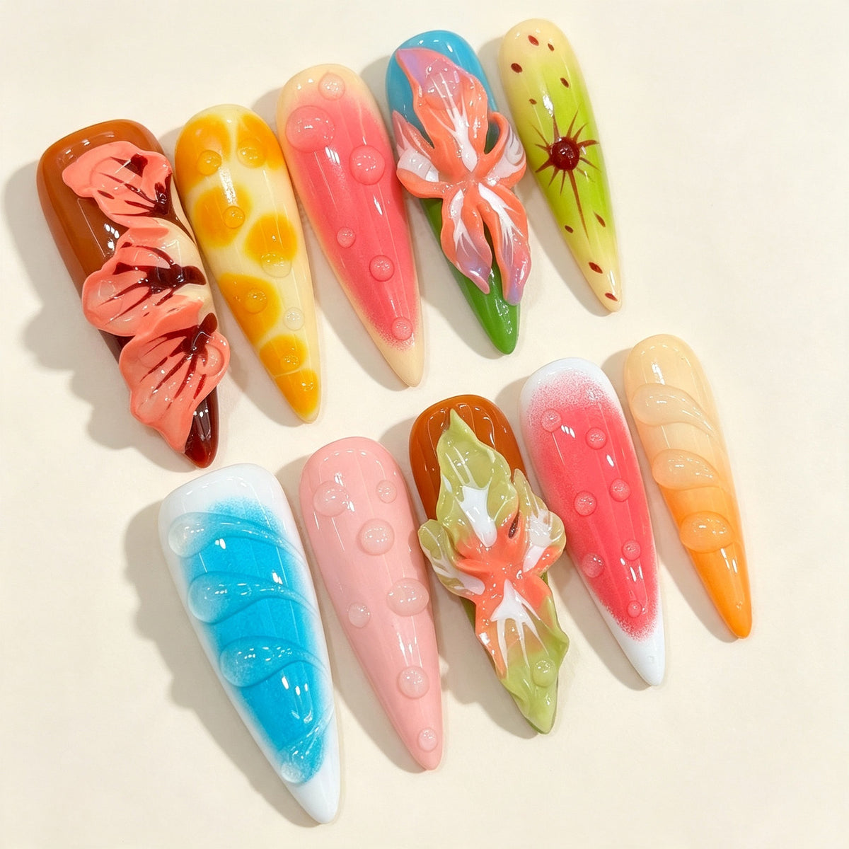 Tropic Pop | Long Stiletto Press‑on Nails