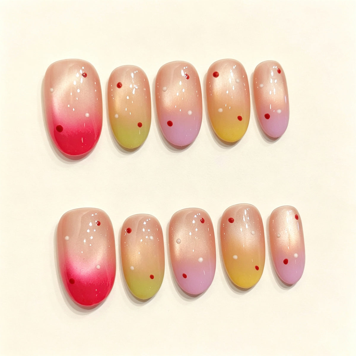 Fruity Aurora | Short Oval Press‑on Nails