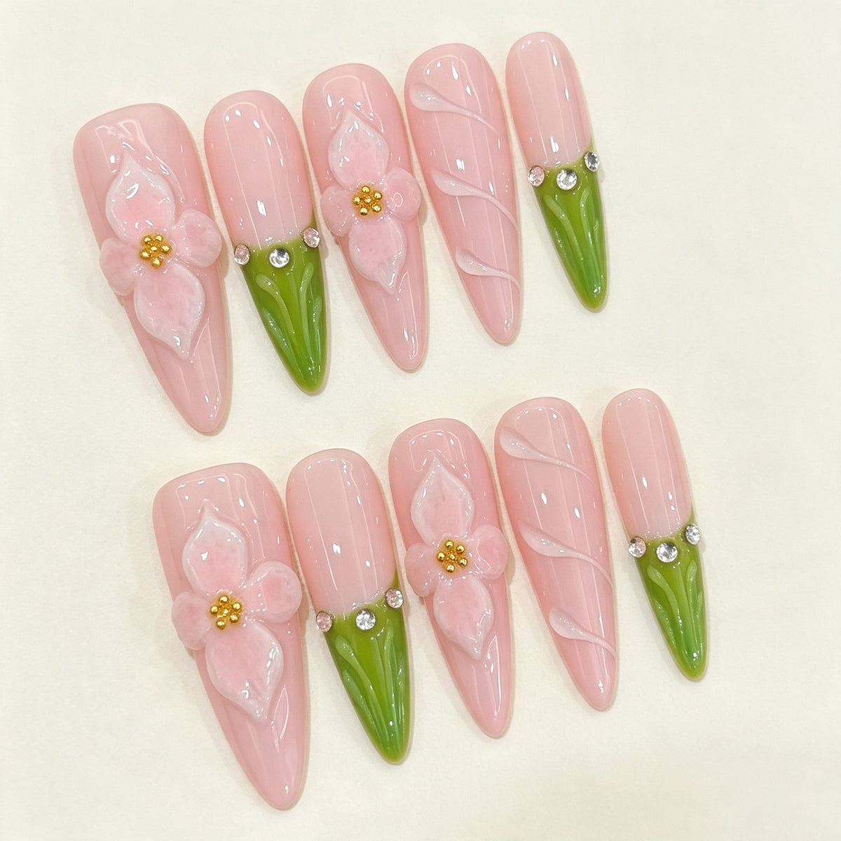 Petal Dew | Long Stiletto Press‑on Nails