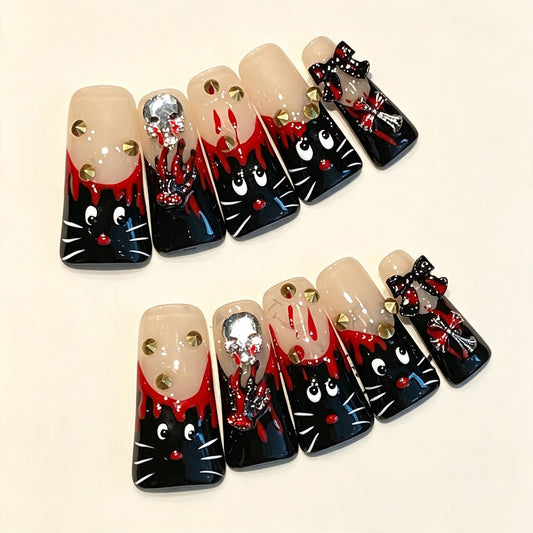 Kitty Drip | Long Duck Press‑on Nails