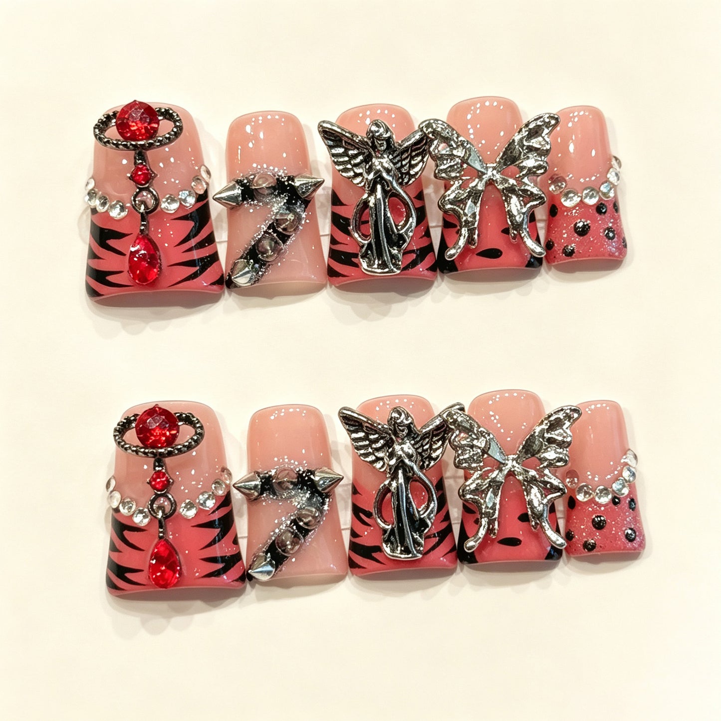 Crimson Angel | Short Duck Press‑on Nails