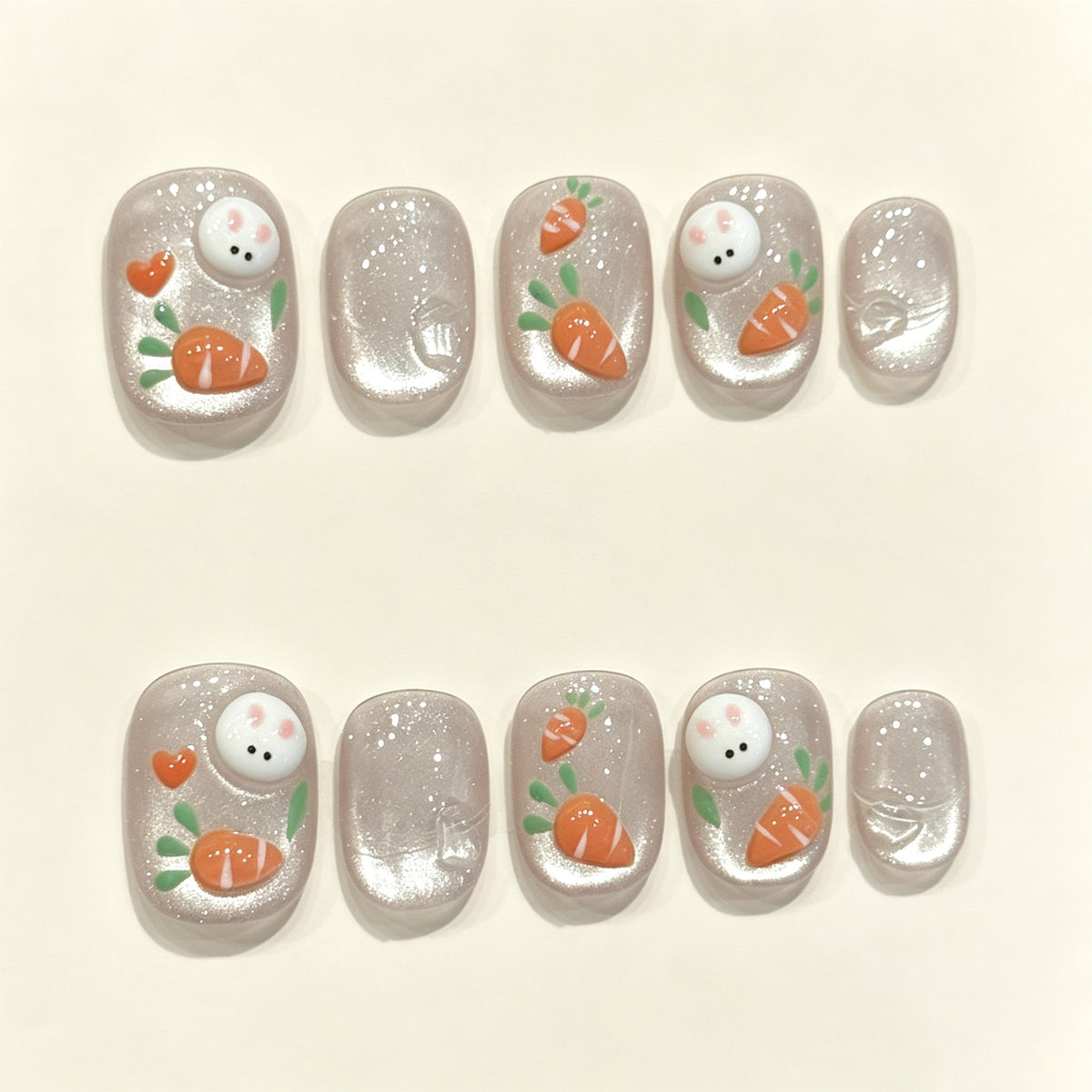 Carrot Bunny | Short Square Press‑on Nails