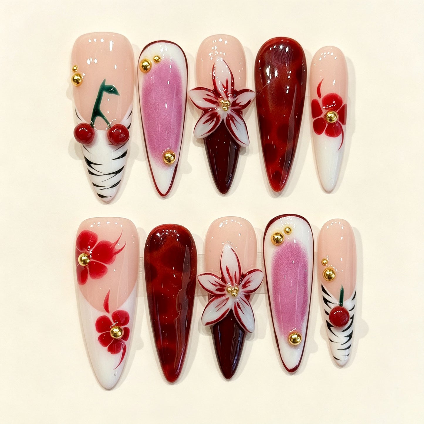 Rina Blush | Long Stiletto Press‑on Nails