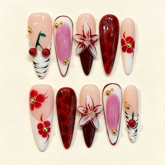 Rina Blush | Long Stiletto Press‑on Nails