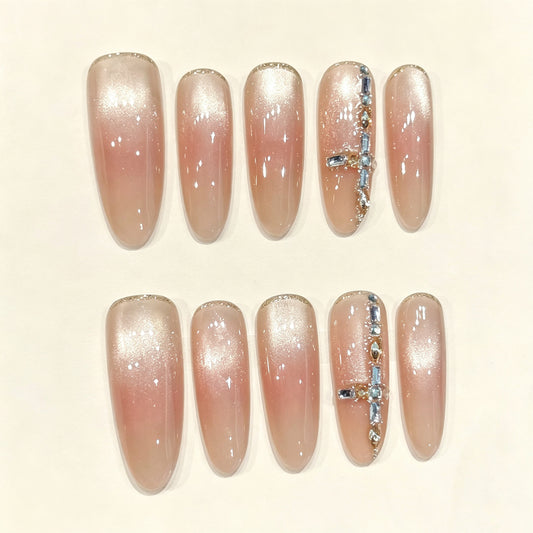 Nude Glow | Long Oval Press‑on Nails