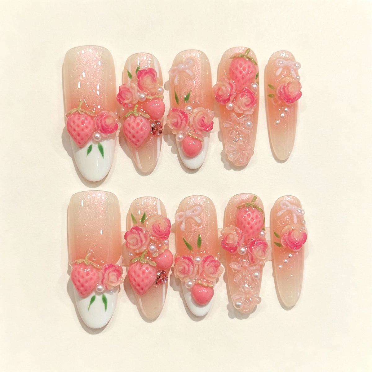 Peach Faye | Long Oval Press‑on Nails