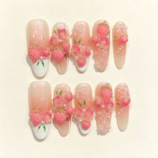 Peach Faye | Long Oval Press‑on Nails