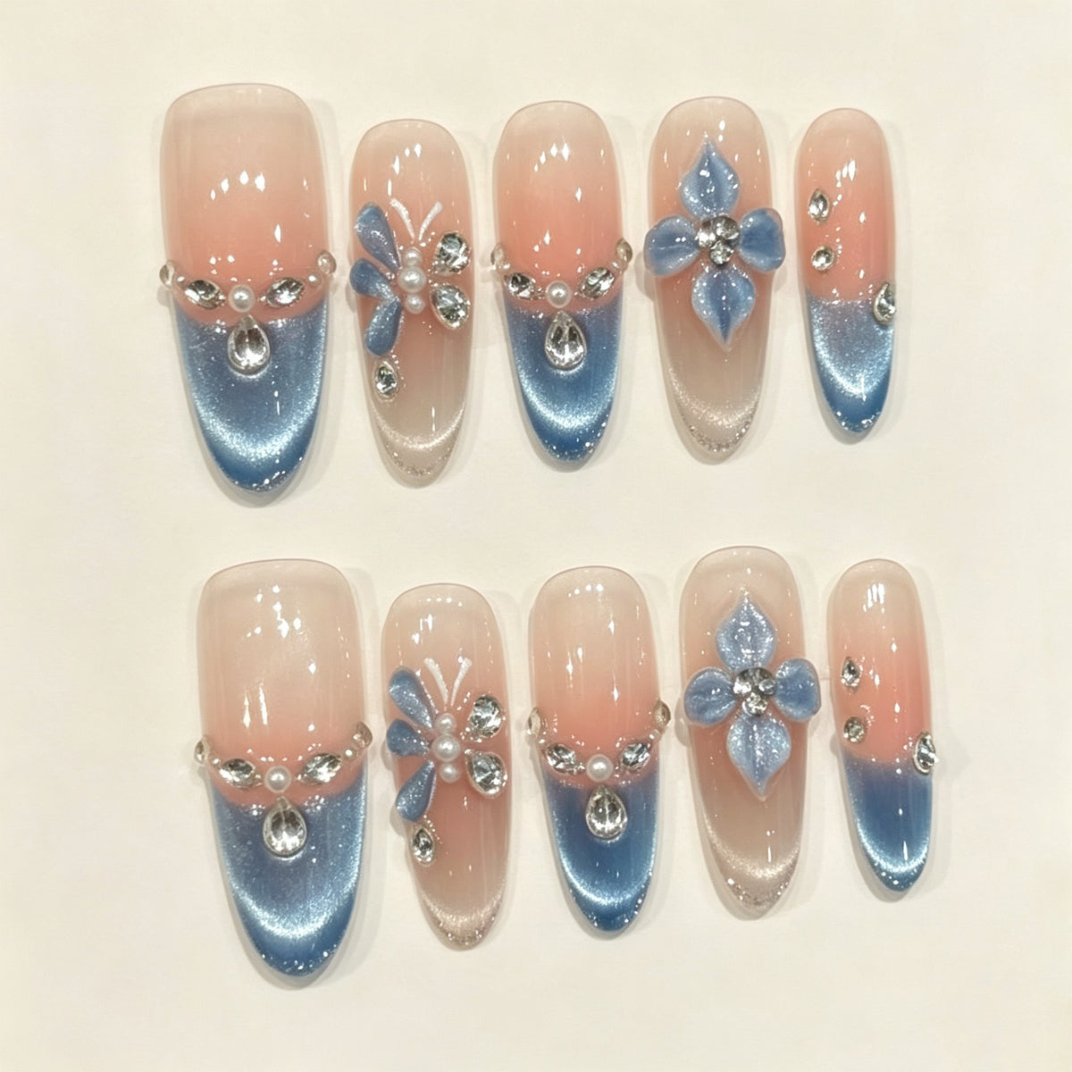 Sky Dew | Long Oval Press‑on Nails