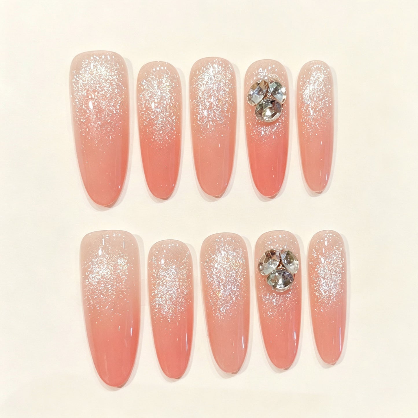 Sunset Shine | Long Oval Press‑on Nails