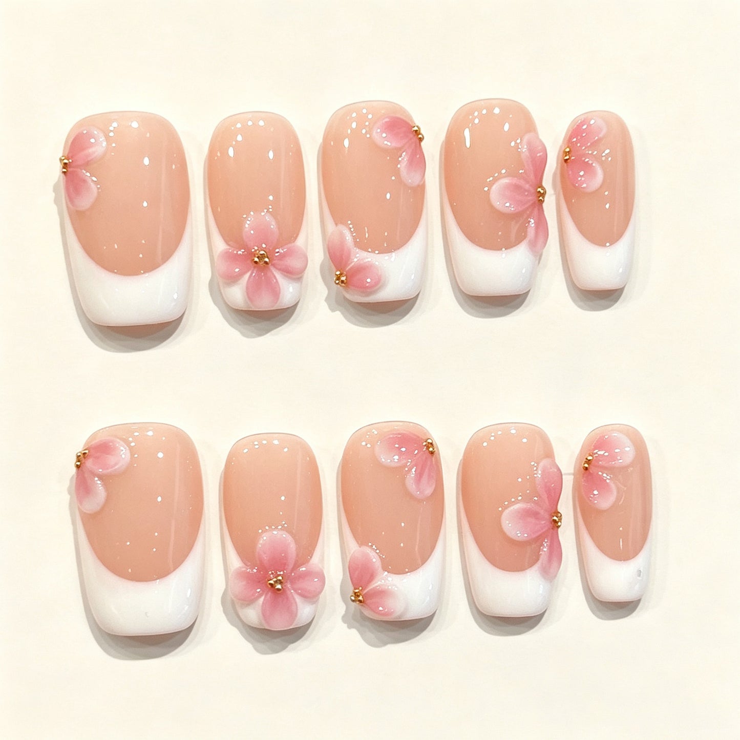 Peach Liora | Medium Square Press‑on Nails