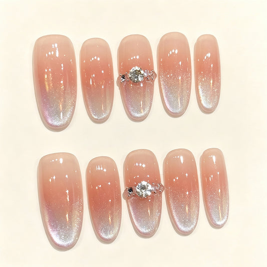 Aurora Crush | Medium Oval Press‑on Nails