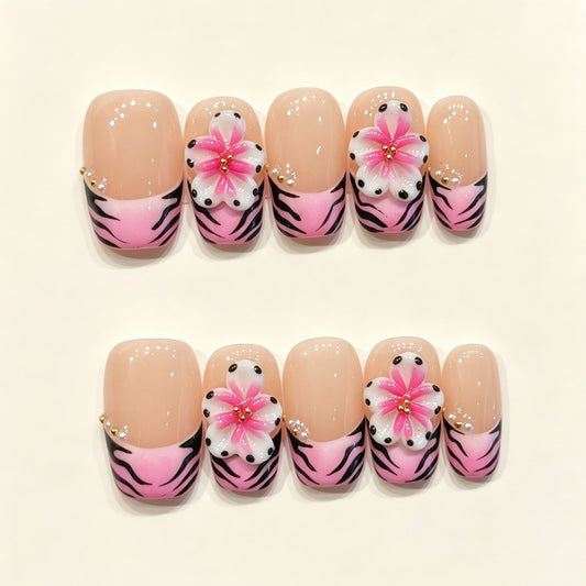 Blush Safari | Short Square Press‑on Nails